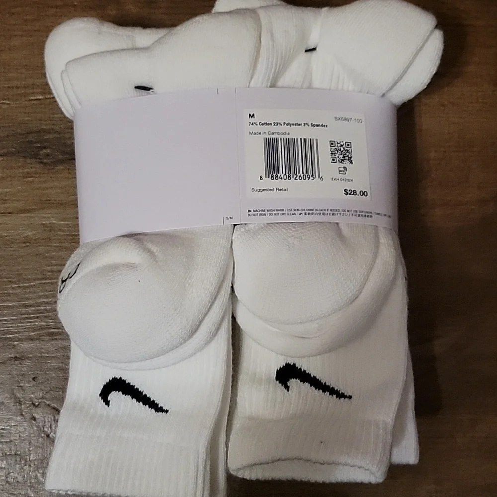NWT: NIKE Everyday Plus DRI-FIT Cotton Cushioned Crew Socks 6 Pack - Picture 3 of 7